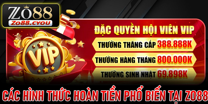 Các hình thức hoàn tiền phổ biến tại ZO88